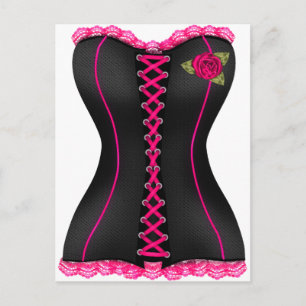 Carte Postale Corset noir rose