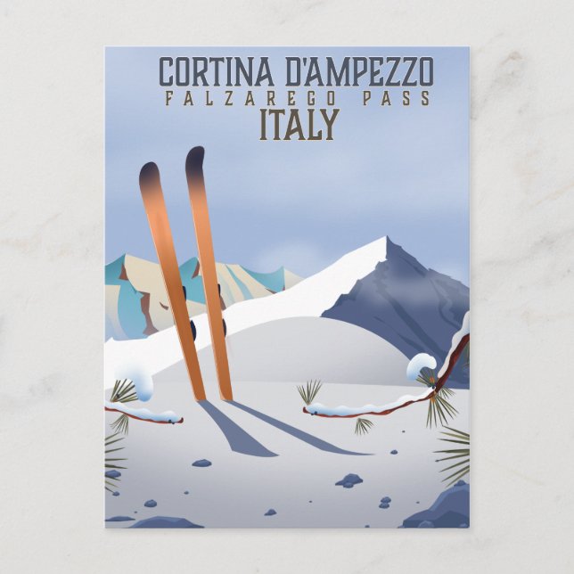 Carte Postale Cortina d'Ampezzo Italie Affiche de ski Impression (Devant)