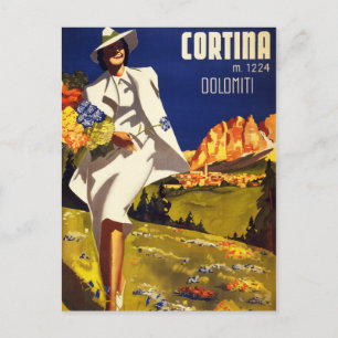 Carte Postale Cortina Dolomiti Italie Poster vintage restaurée