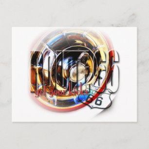 Carte Postale Corvette Hubcap - Route 66