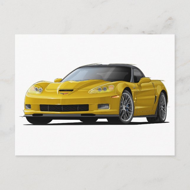 Carte Postale Corvette ZR1 voiture jaune (Devant)