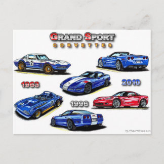 Carte Postale Corvettes Grand Sport 1963, 1996, 2010