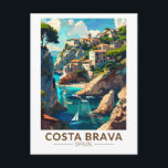 Carte Postale Costa Brava Espagne Catalogne Voyage Art Vintage<br><div class="desc">Costa Brava retro design de voyage vectoriel. La Costa Brava est une région côtière de Catalogne,  dans le nord-est de l'Espagne.</div>