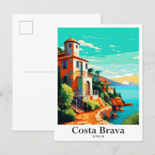 Carte Postale Costa Brava Espagne Portrait Vintage voyage