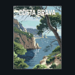 Carte Postale Costa Brava Espagne Voyage Art Vintage<br><div class="desc">Costa Brava retro design de voyage vectoriel. La Costa Brava est une région côtière de Catalogne,  dans le nord-est de l'Espagne.</div>