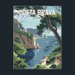 Carte Postale Costa Brava Espagne Voyage Art Vintage<br><div class="desc">Costa Brava retro design de voyage vectoriel. La Costa Brava est une région côtière de Catalogne,  dans le nord-est de l'Espagne.</div>