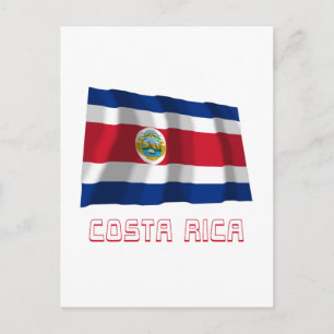 Carte Postale Costa Rica brandir le drapeau avec le nom