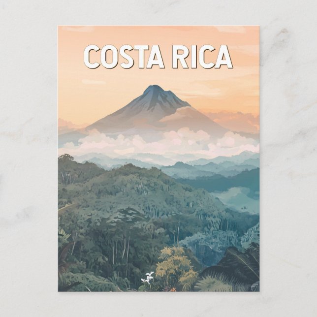 Carte Postale Costa Rica Illustration Voyage Art Vintage (Devant)