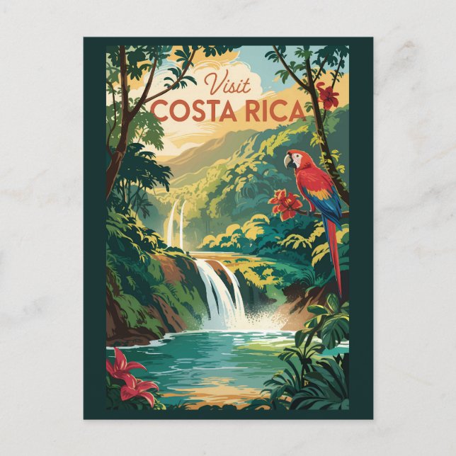 Carte Postale Costa Rica Perrot Illustration Voyage Art Vintage (Devant)