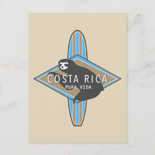 Carte Postale Costa Rica Surfing Sloth Postcard