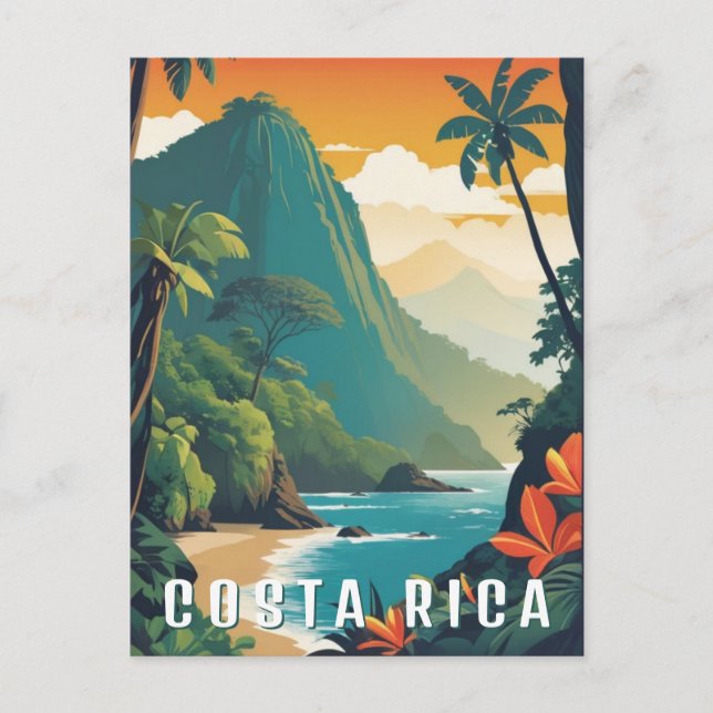 Carte Postale Costa Rice Retro Mountain Beach Voyage Souvenir (Devant)