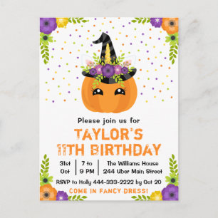 Carte Postale Costume Citrouille d'Halloween fête d'anniversaire