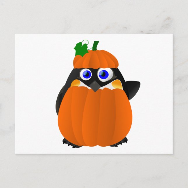 Carte Postale Costume citrouille Halloween Penguin (Devant)