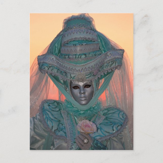 Carte Postale Costume de Carnaval Bleu, Venise (Devant)