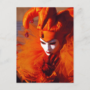 Carte Postale Costume de Carnaval Orange - Venise, Italie (IT)