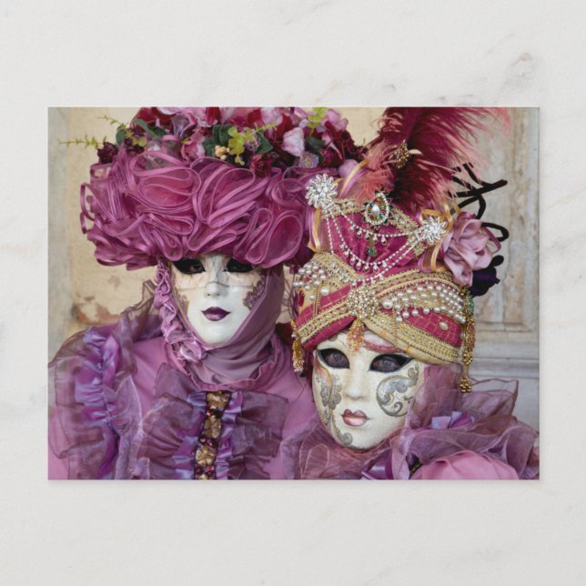 Carte Postale Costume de Carnaval violet, Venise (Devant)