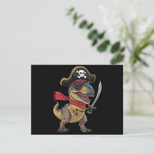 Carte Postale Costume de dinosaure pirate T-Rex drôle d'Hallowee (Debout devant)