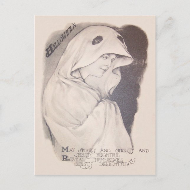 Carte Postale Costume de Fantôme Féminin Sepia (Devant)