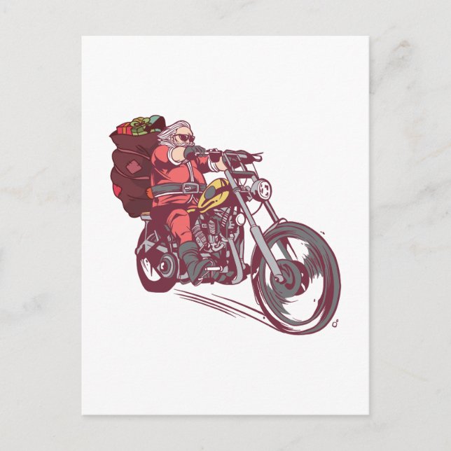 Carte Postale Costume de Noël père Noël Biker pour Invitatiatiat (Devant)