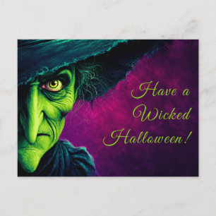 Carte Postale Costume de sorcière méchante pour soirée Halloween