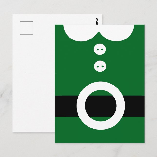 Carte Postale Costume d'elfe de Noël - Graphisme de Noël propre (Devant / Derrière)