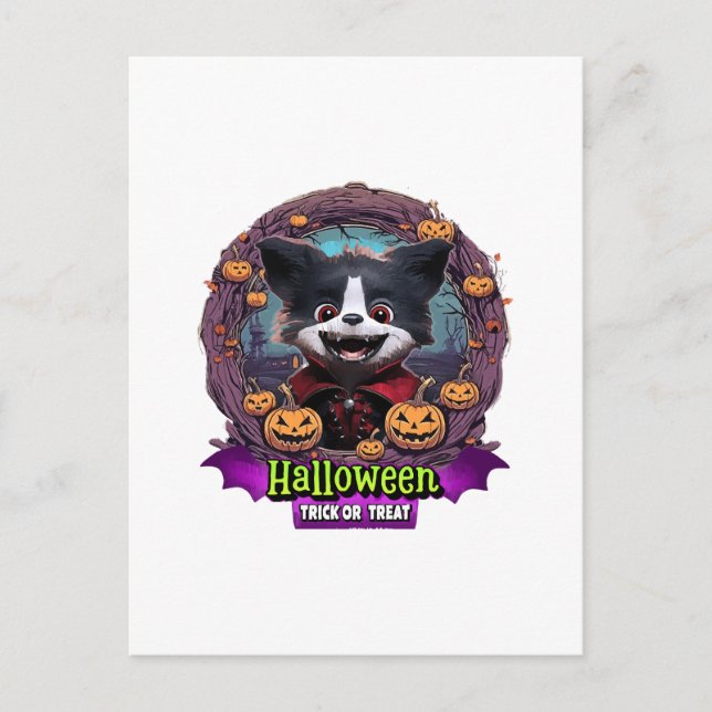 Carte Postale Costume d'Halloween Chiot (Devant)