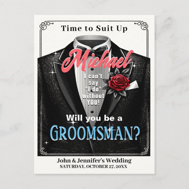 Carte Postale Costume d'invitation Groomsman Tuxedo (Devant)