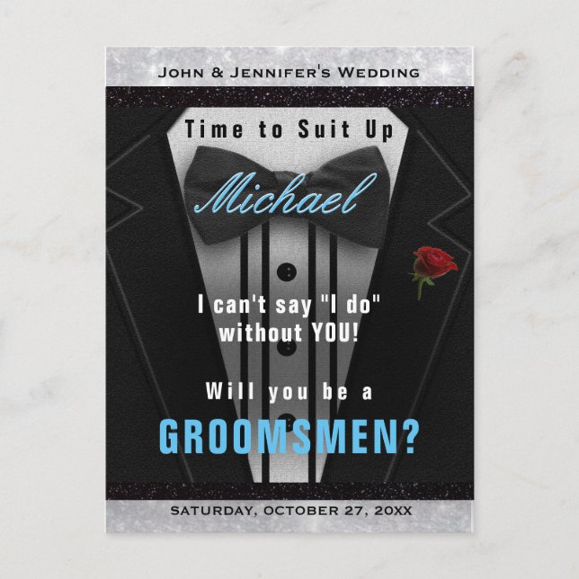 Carte Postale Costume d'invitation Groomsman Tuxedo (Devant)
