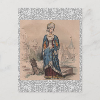 Carte Postale Costume noble de dame de la mode française médiéva