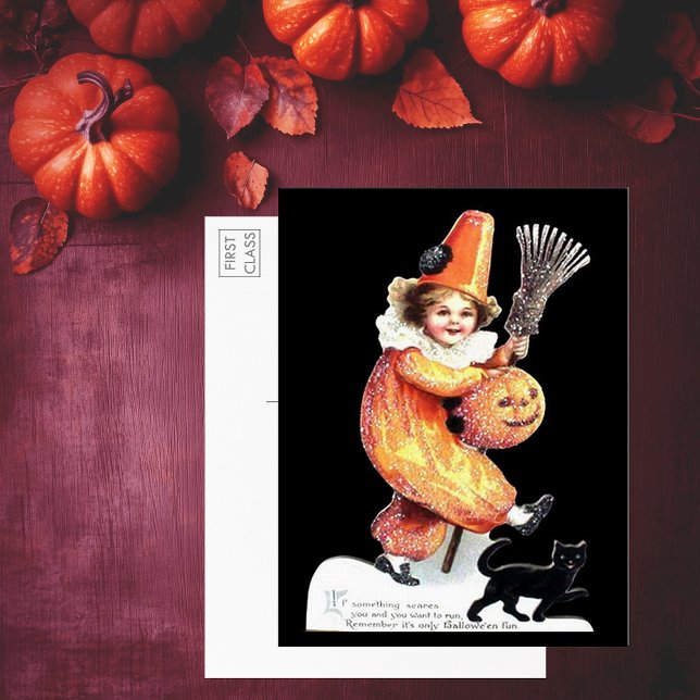 Carte Postale Costume vintage d'Halloween (Vintage Halloween Sparkling Costume Party Postcard)