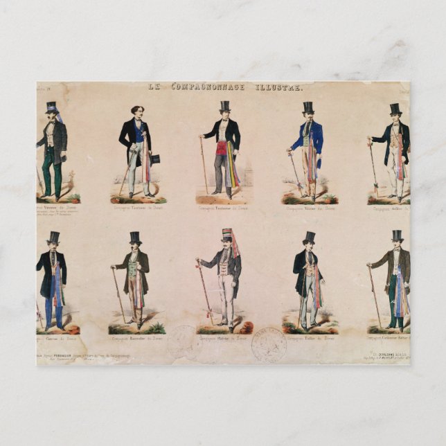 Carte Postale Costumes de diverses professions (Devant)