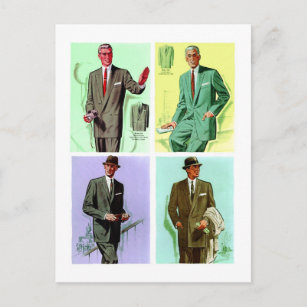 Carte Postale Costumes de mode masculin vintages requis