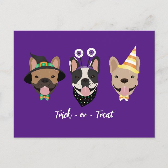 Carte Postale Costumes d'Halloween pour chien de taureau françai (Devant)