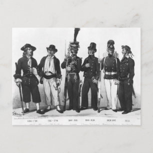 Carte Postale Costumes of French marines from 1680 to 1854