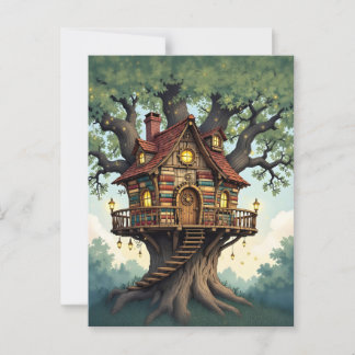 Carte Postale Cosy Arbre Whimsical Fabriqué À Partir De Livres A