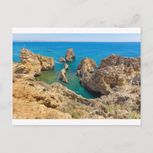 Carte Postale Côte avec rochers et mer bleue au Portugal.JPG
