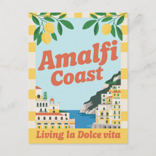 Carte Postale Côte d'Amalfi Italie Vie Rétro la Dolce Vita
