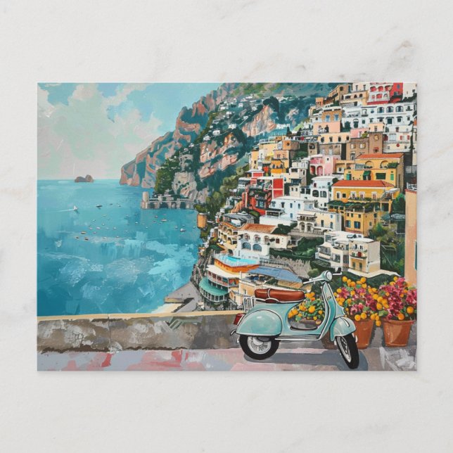 Carte Postale Côte d'Amalfi, Italie Voyage Rétro (Devant)
