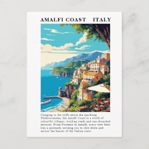 Carte Postale Côte d'Amalfi Italie Voyage Vintage