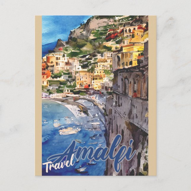 Carte Postale Côte d'Amalfi Vintage Italie Voyage (Devant)