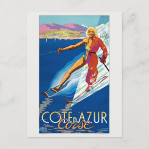 Carte Postale Côte d'Azur Corse France Poster vintage 1930