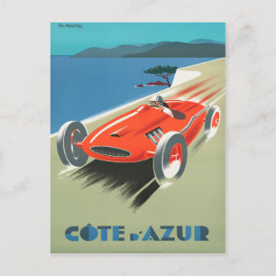 Carte Postale Cote d'Azur Poster Vintage de Voyage Français