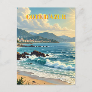 Carte Postale Cote D'Azur Style Vintage Voyage en France