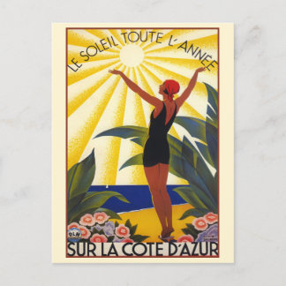 Carte Postale Côte d'Azur vintage Voyage France
