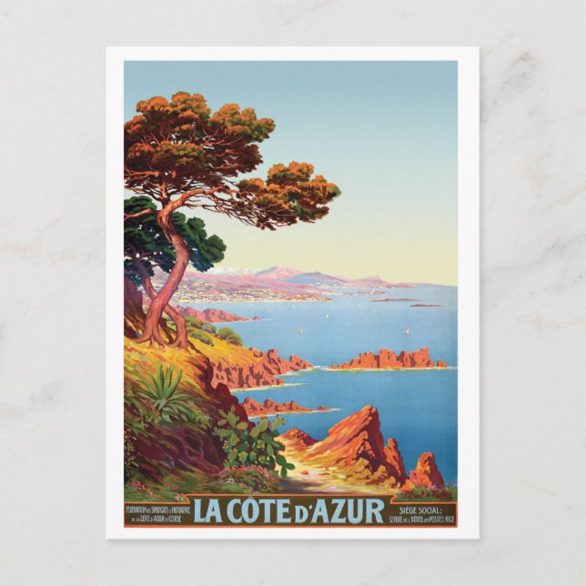 Carte Postale Côte d'Azur, vue sur la côte française (Devant)