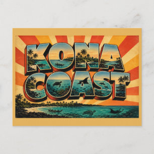 Carte Postale Côte de Kona Hawaï Sable Blanc Rivage de Lava Art