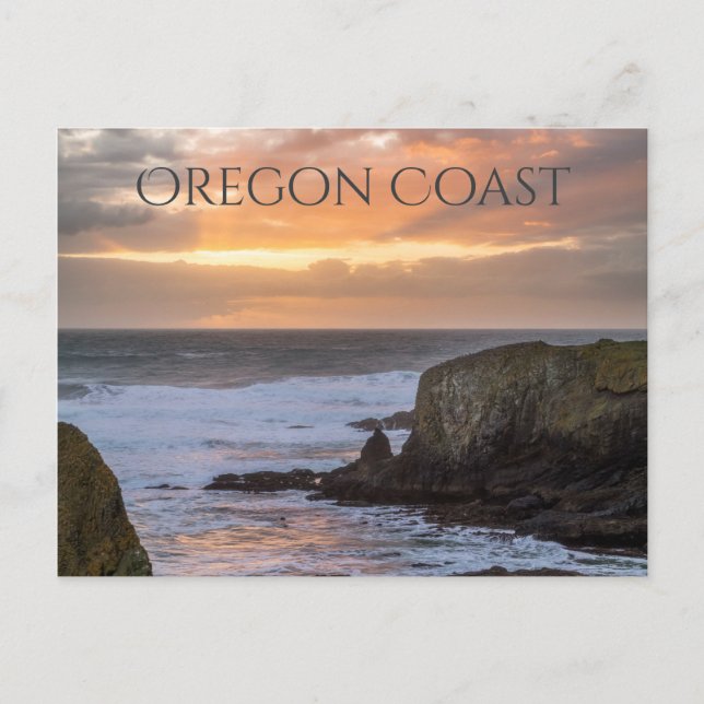 Carte Postale Côte de l'Oregon Yaquina Coucher de soleil Océan P (Devant)