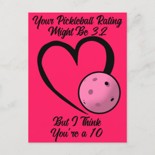 Carte Postale Cote de Pickleball Saint-Valentin Cœur Rose sur Fo