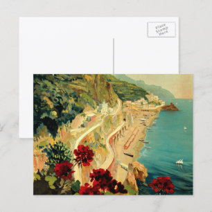 Carte Postale Côte italienne d'Amalfi, Affiche de voyage vintage
