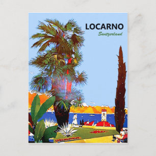 Carte Postale Côte Locarno, palmier, Suisse, vintage